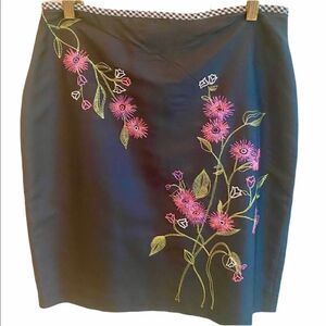 Vintage John Paul Richard Silk Skirt w/ Embroidery